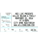 Willie Nelson &amp; Family Ticket Stub November 15 2016 Lubbock Texas - £11.60 GBP