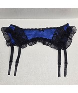 Vintage Frederick’s Of Hollywood Lace Garter Belt Lingerie Blue &amp; Black ... - $543.90 MXN