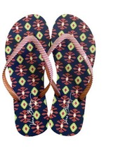 Vera Bradley Women&#39;s Size 9/10 Red/Blue Ikat Pattern Flip Flop Thong Sandals - £7.04 GBP