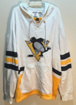 Pittsburgh Penguins NHL Vintage 90s Pullover Sewn White CCM Logo Hoodie 2XL - $75.29