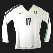 Long Sleeve Oregon Ducks Volleyball Shirt Jersey Womens Medium White #17 Nike - £14.38 GBP