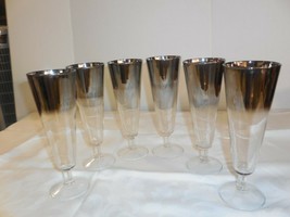 6 MCM Dorothy Thorpe (?) Silver Fade Pilsner Glasses - $49.45