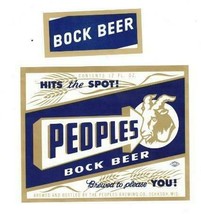 Peoples Bock beer  Oshkosh WIS Bottle Label &amp; Neck Label  inv 33 - $5.00