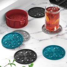 HFHOME Coasters for Drinks 6 Pack Silicone Coasters Set with Holder, Drink Coast - £11.15 GBP