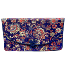 Vintage Silk Asian Style Embroidered Clutch Cosmetic Bag 7.5 x 4.25 inch - £9.15 GBP