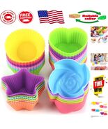 Eco-Friendly 24 Silicone Cupcake Liners - Easy Clean Non-Toxic Baking Molds - $21.17 CAD