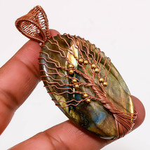 Blue Fire Labradorite Wire Wrap Handcrafted Copper Jewelry Pendant 2.80&quot; SA 1547 - £4.00 GBP