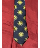 Lions Clubs International Blue Tie Yellow Logo Pattern 100% Polyester AO... - $28.74 CAD