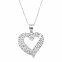 0.75 CT Lab-Created Moissanite Coeur Pendentif En 925 Argent 18 &quot; Collier - £70.61 GBP