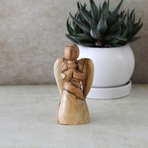 Handmade Olive Wood Faceless Praying Angel, Handmade Wooden Statue Made ... - £39.93 GBP