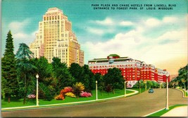 Vtg Linen Postcard St Louis Missouri MO Park Plaza and Chase Hotels Lindell Blvd - £3.09 GBP