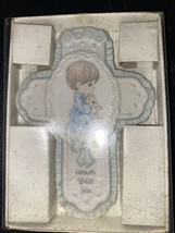 Precious Moments Boy JESUS LOVES ME  Cross Wall Hanging - £10.89 GBP