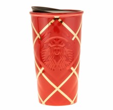 Starbucks 2016 Double Wall Red Gold Quilted Siren Travel Tumbler Cup NEW - £37.38 GBP