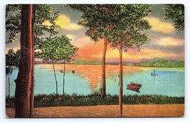 Postcard Sunset on Evans Lake Near Adrian Michigan MI - £2.95 GBP