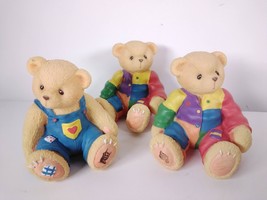 3 Enesco Cherished Teddies Squeak Toy 3&quot; Bear Figures 1998 Priscilla Hillman - £7.71 GBP