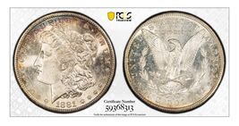 U.S Mint 1881-S $1 Morgan Silver Dollar PCGS MS 64 Gold Shield TONING - $159.00