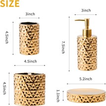 Gold Bathroom Accessory Sets 4 Piece Ceramic Gift Set Apartment Necessities Incl - £43.00 GBP