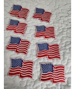 USA Wavy Flag Embroidery Sew-On or Iron-On Patches.  Lot of 8.  Unique. - $452.90 MXN