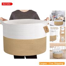 Elegant Collapsible Woven Basket for Laundry, Toys &amp; Blankets - 88L Capa... - $60.34