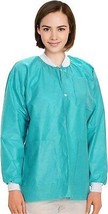 Teal Disposable SMS Lab Jackets 2XL /w Knit Cuffs &amp; Collar, 3 Pockets 100 Pack - £123.77 GBP