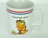 Garfield Cat Coffee Cup Olympic Pumping Iron &#39;78 Games Cats Play Ceramic... - $25.73