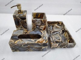 Wild Agate Bathroom Set, Botswana Agate Stones Bathroom Vanity Accessories, Vani - £907.49 GBP