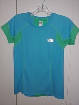 THE NORTH FACE LADIES FLASH DRY SS ATHLETIC TOP-XS-WORN ONCE-BLUE/GREEN-... - $9.49