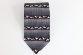 Vtg 90s Streetwear Striped Geometric Herringbone Neck Tie Wedding Formal... - $19.75