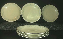 Set of (6) Porcelain 5 3/4&quot; Saucers Silver Scalloped Edge Floral Made in... - £6.30 GBP