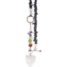 Kheops International Pendulum Necklace Black Tourmaline Chips w/Apophyllite Roug - £22.42 GBP