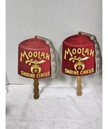 Vintage Shrine Circus Fez Paper Fan Wabash Railroad Good Shape Wood Handle - $29.21