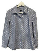 Talbots Blue &amp; White Button Front Long Sleeve Shirt 100% Cotton Spring Summer M - £19.76 GBP