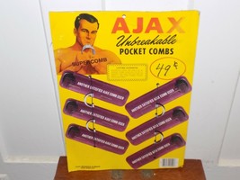 Vintage Ajax Unbreakable Pocket Combs Cardboard Store Display - $94.05