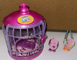 Little Live Pets Interactive 2 Pink Birds w/Pink Purple Cage Some Issues LOW $ - £15.70 GBP