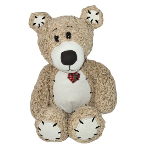 Primary image for First & Main Tender Teddy Bear Plush Stuffed Animal Cream Patchwork Heart 12"