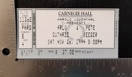 Arlo Guthrie &amp; Pete Seeger Vintage Carnegie Hall 11/26/1994 Concert Ticket Stub - $10.00