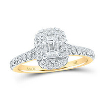 14kt Yellow Gold Emerald Diamond Halo Bridal Wedding Engagement Ring 1 Cttw - £2,239.03 GBP