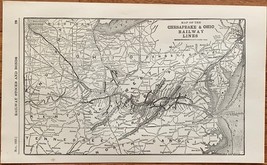 1923 Antique CHESAPEAKE &amp; OHIO Map Vintage RAILWAY Map - $13.57 CAD