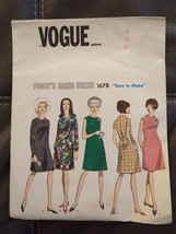 Vogue 1678 Basic Dress 1960s 1970s One Piece Easy to Sew Sewing Pattern Size 12 - $14.24