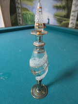 Crystal and gold  EGYPTIAN perfum bottle with stopper, 8&quot; tall - $34.65