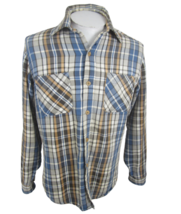 Prentiss vintage Men flannel shirt long sleeve pit to pit 23 M plaid Made in USA - £31.64 GBP