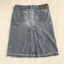 Industrial Cotton Jean Skirt Womens 5 Knee Length Modest Frayed Denim 30x21 - £7.14 GBP