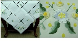 33&quot; Polyester Embroidered Rosebud Tablecloth Square Side Table Night Sta... - $30.99