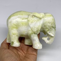 1.8 lbs, 4.9&quot;x3.3&quot;x2.1&quot; Natural Solid Serpentine Elephant Figurine @Chin... - £47.85 GBP