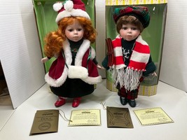 Seymour Mann Limited Editions Christmas Girl & Boy Set 12" Porcelain Dolls Boxes - $226.46