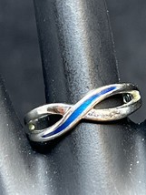 Avon Silver Tone With Blue Enamel Infinity Ring (R305) - $19.80