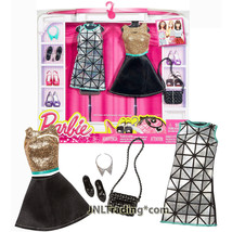 Year 2015 Barbie Fashionistas Fashion Pack DATE NIGHT OUTFITS with Shoes &amp; Purse - £31.96 GBP