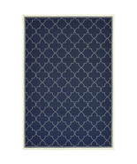 2 X 4 Blue and Ivory Geometric Stain Resistant Indoor Outdoor Area Rug - $112.95 CAD
