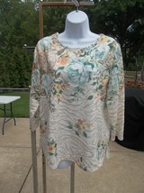 Nwt Alfred Dunner Beige Floral Print Top M - $22.99