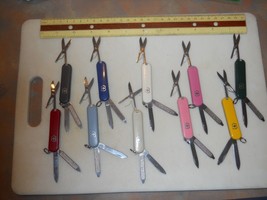 Lot  10 Classic SD Victorinox Swiss Army knives. No Ads,  a collage of colors - £34.41 GBP